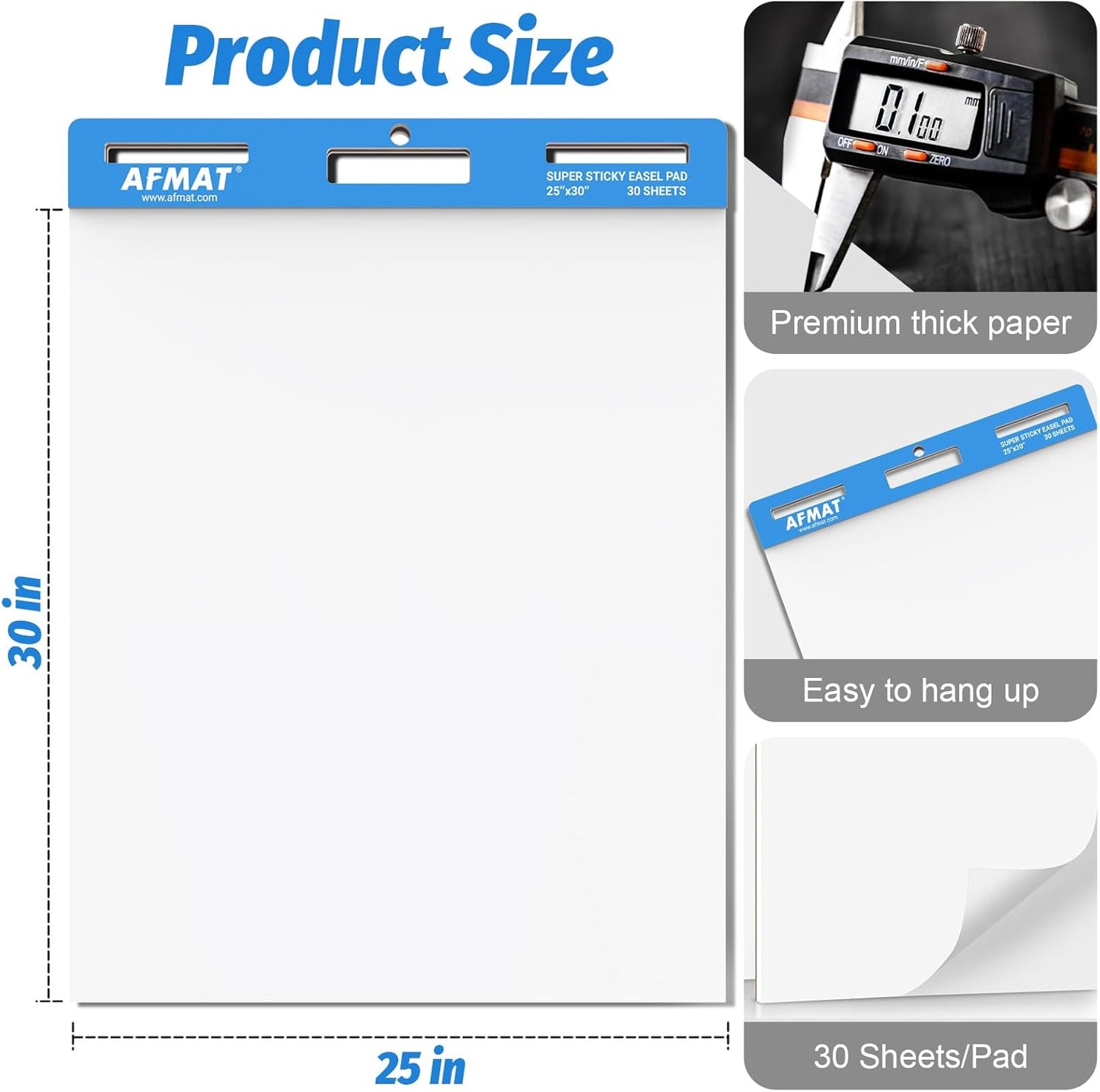 AFMAT Sticky Easel Pads, 25 in x 30 in Flip Chart Paper for Teachers, Ink Bleed-Through Resistant Easel Paper for Office/Classroom/Whiteboard/Wall/Windows, 30 Sheets/Pad, 10 Pads