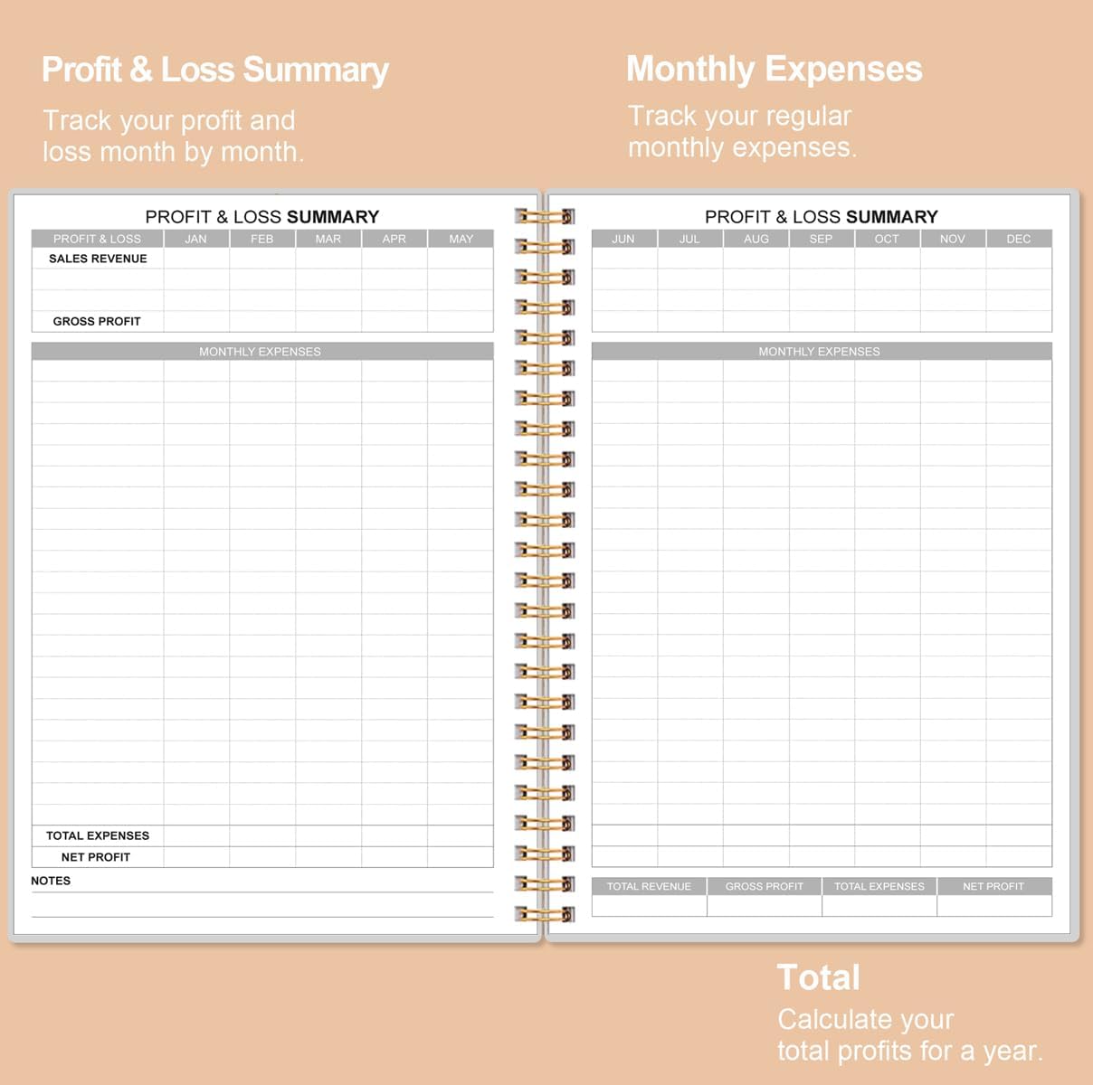 Heveboik Income & Expense Log Book - A5 Income and Expense Tracker for Small Business, Accounting Bookkeeping Tracking for Woman and Man, 5.8" x 8.3", Rose Leaf