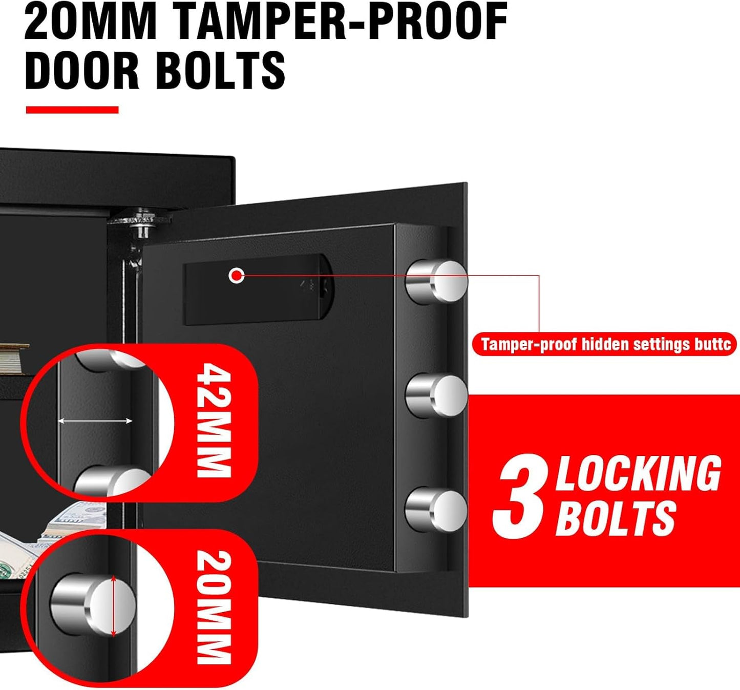 1.3 Cuft Safe Box, Home Safes with Digital Combination Lock, Anti-Theft Safety Box with Digital Keypad, Smart Alert System, Spare Keys, Removable Shelf, LED Light, Personal Document Safe