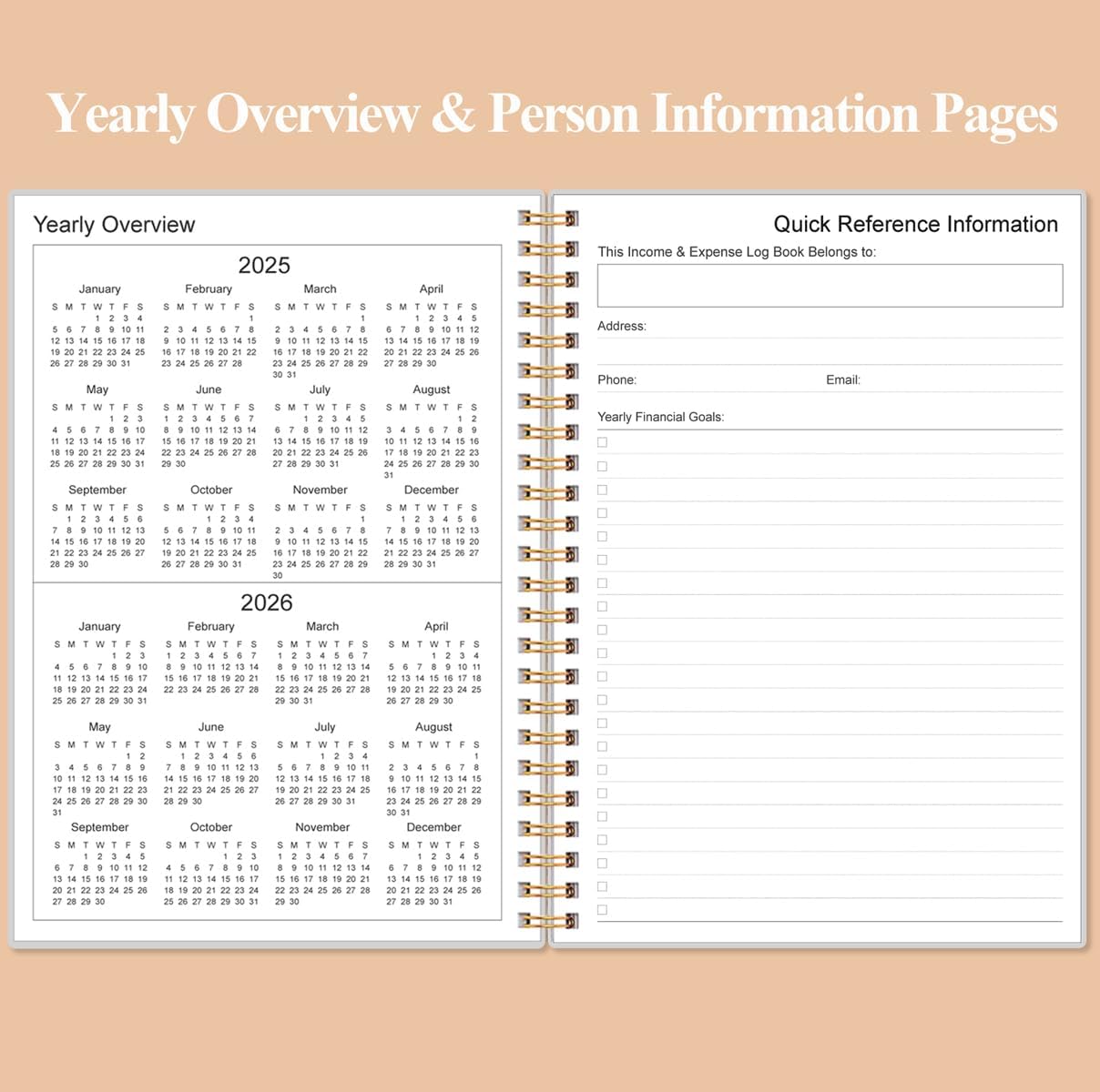 Heveboik Income & Expense Log Book - A5 Income and Expense Tracker for Small Business, Accounting Bookkeeping Tracking for Woman and Man, 5.8" x 8.3", Rose Leaf