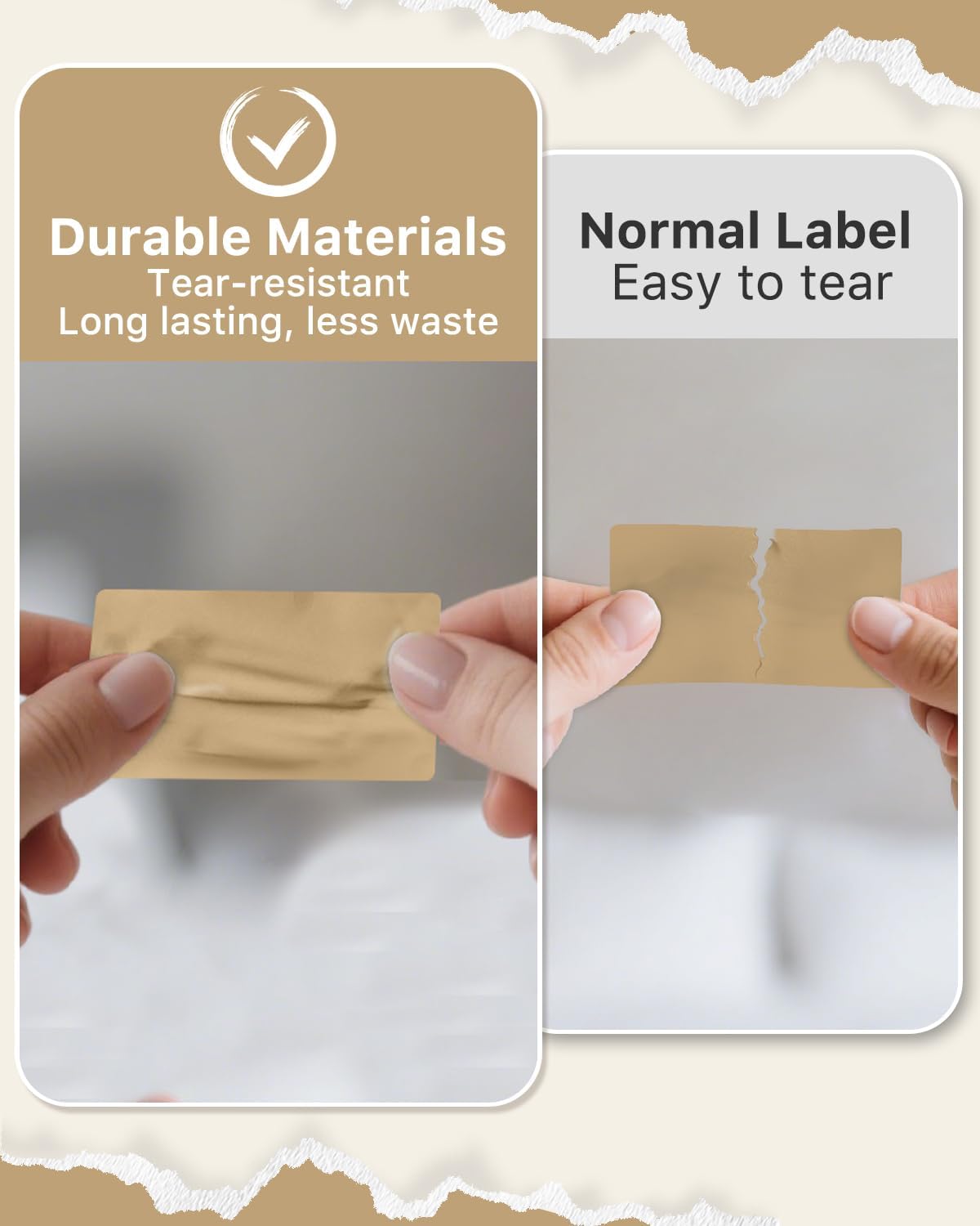 iEager 2.25x1.25 Inch Thermal Labels, Brown Durable Thermal Printer Stickers, Self-Adhesive Rectangle Shipping Label Printer Sticker for Barcode, Name, Address, 1000 Labels/Roll