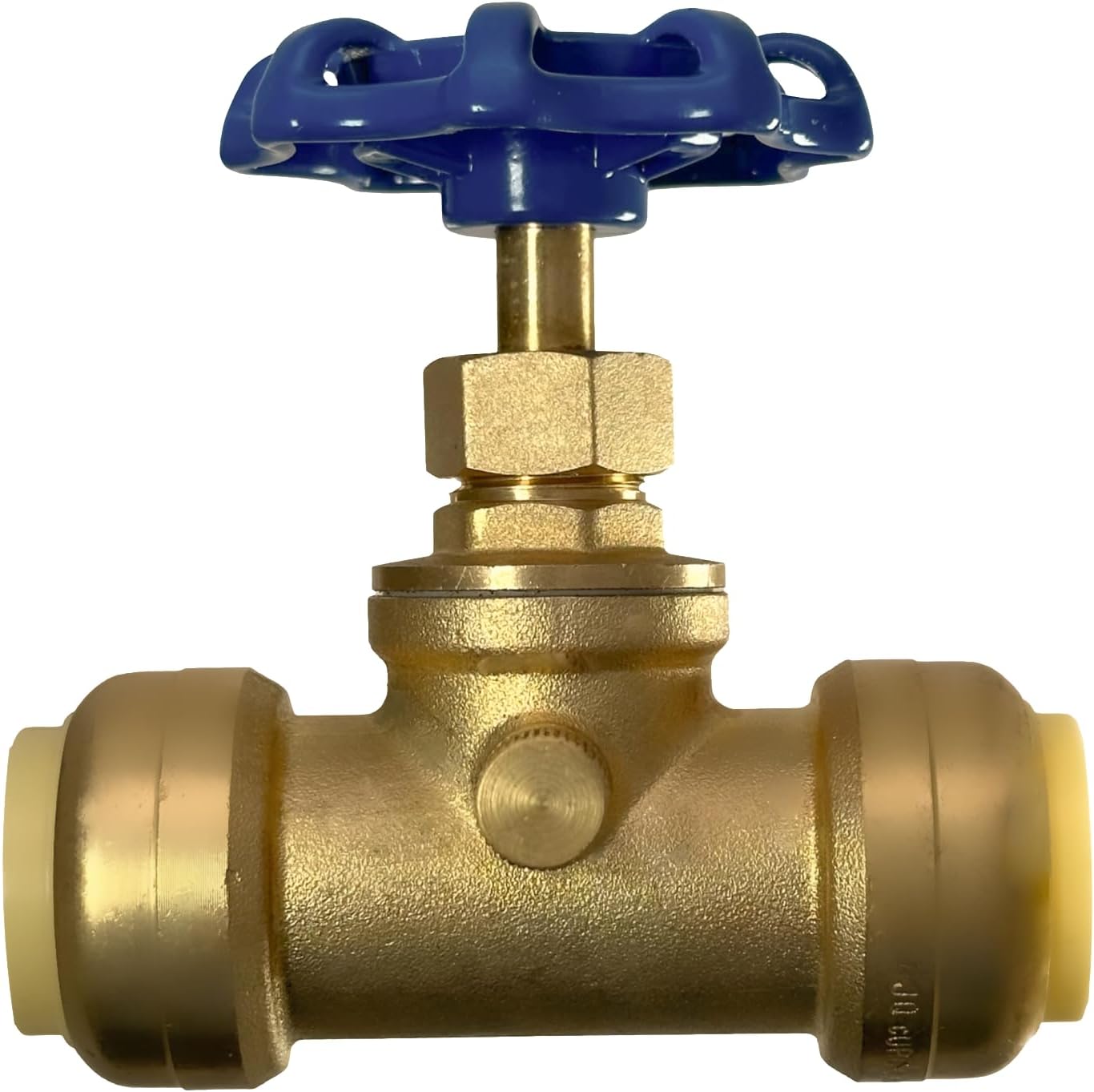3/4 inch Push Fit Stop Valve with Drain and Vent, Push to Connect Brass Plumbing Fitting, Pex Pipe, Copper, CPVC, PE-RT, HDPE, 2-5-2=1, 1 Piece