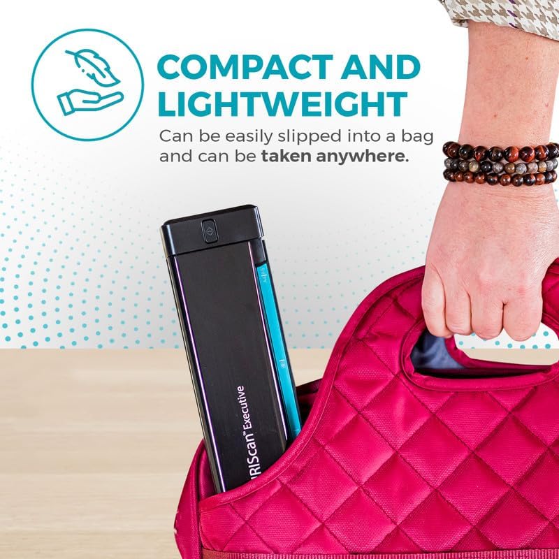 IRIScan Executive Portable scanner-v4pro 8PPM Duplex Document Scanner,Receipt Scanner, Free Readiris PDF Editor, scanners for Computers, scan to Word, PDF, XLS, Bus.Cards to Outlook,USB Windows only