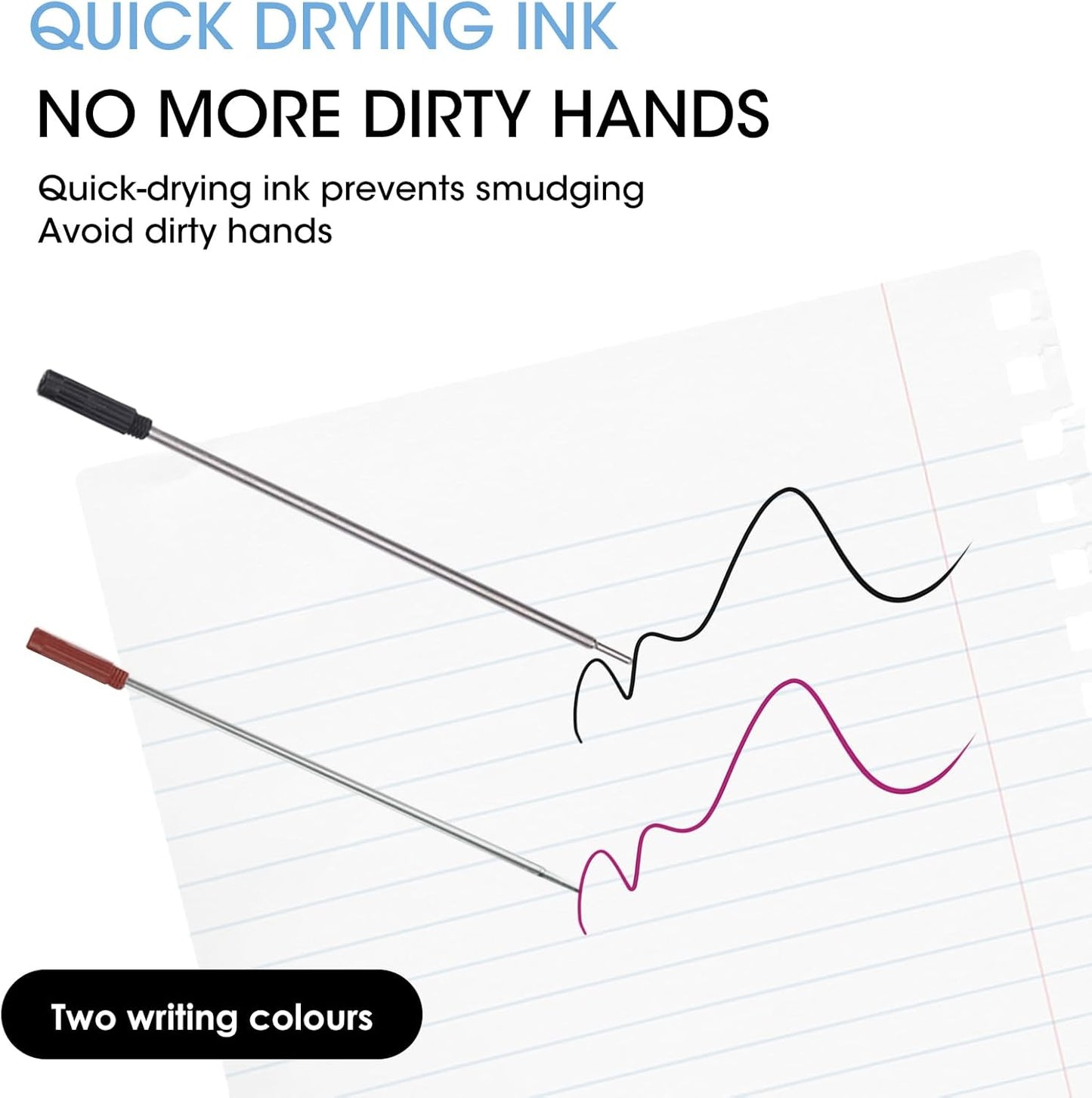 0.7 mm Ballpoint Ink Twist Pen Refills, 15 Pcs Medium Point Metal Smooth Writing Replaceable Ink Refill, Stationery Compatible for Cross Ballpoint Replacement (4.6in M) (Black+Red, 15)