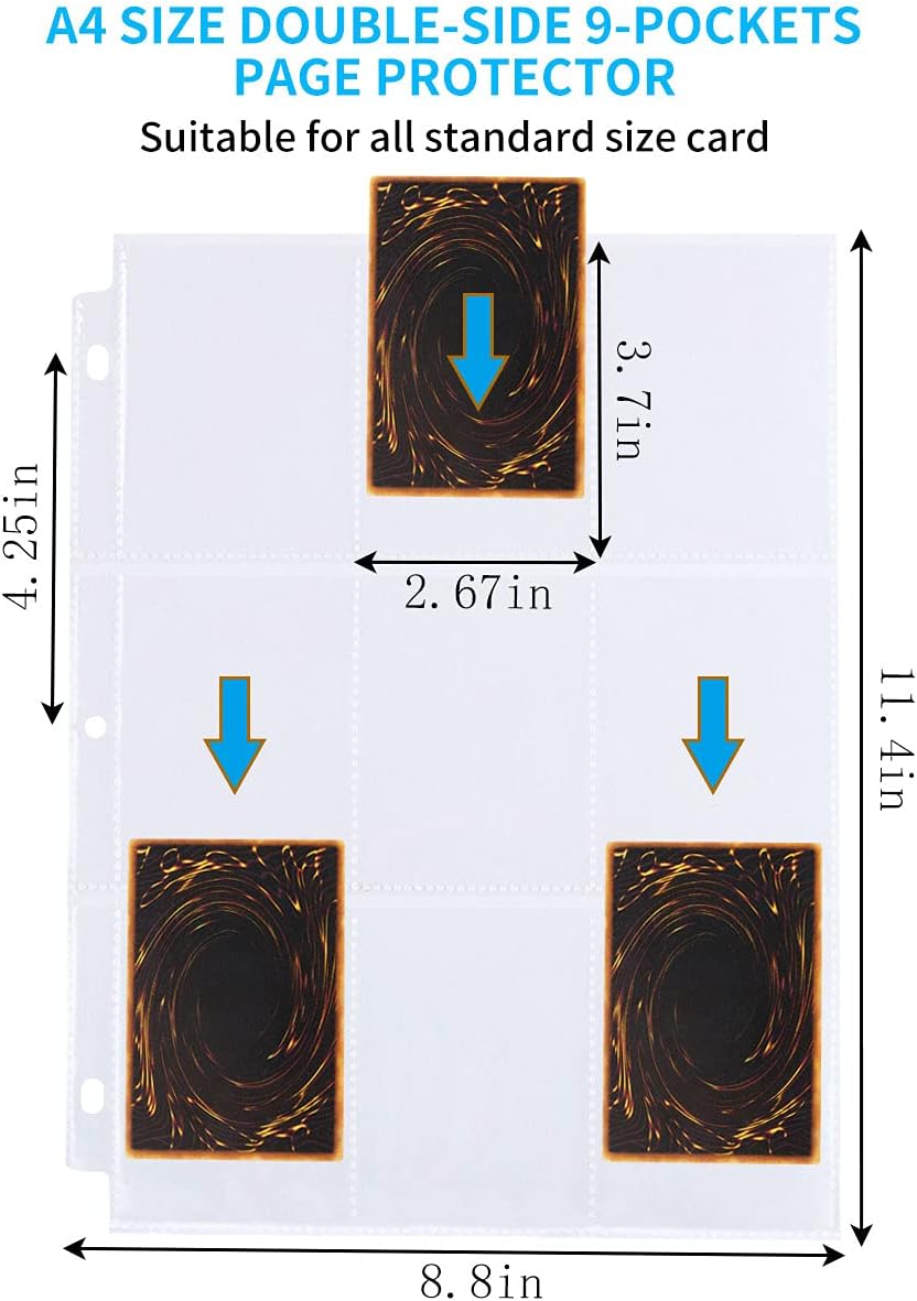 2088 Pockets Baseball Card Sleeves, JIQEZNL Premium 9 Pocket Trading Card Binder Sleeves for 3 Ring Binder, Double Side Card Protector Pages for Pokemon, Yugioh, Sport, Football Card Collector