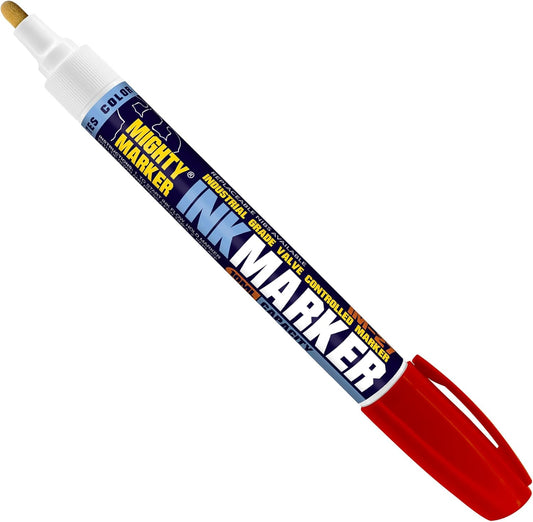 IM-27 Ink Marker, 2.3mm Medium Tip, Alcohol-Based Quick-Dry Permanent Ink, Waterproof, Safe for Most Surfaces, Clip Cap, 6 Bonus Tips, Valve Action, 10ml, 6 Pack (Red)