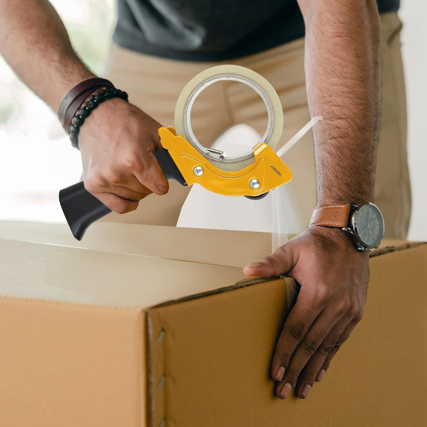 Acrux7 2 PCS 2 Inch Packing Tape Gun, Packing Tape Dispenser Guns with Ergonomic Grip, Handheld Tape Gun Dispenser Heavy Duty Tape Sealing Cutter for Carton Packaging, Boxes Sealing