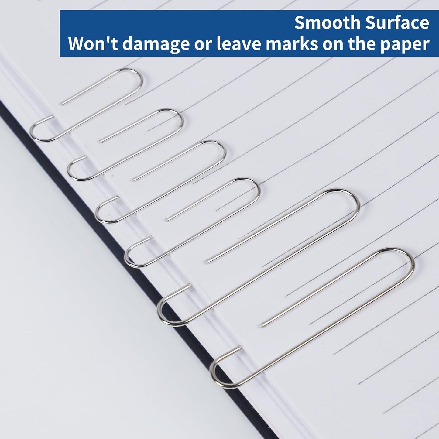 1800 Paper Clips Assorted Sizes Large, Medium and Small, Durable and Rustproof, Paperclips for Office School and Personal Use, Office Supplies Document Organizing (50mm, 33mm, 28mm) (Silver)