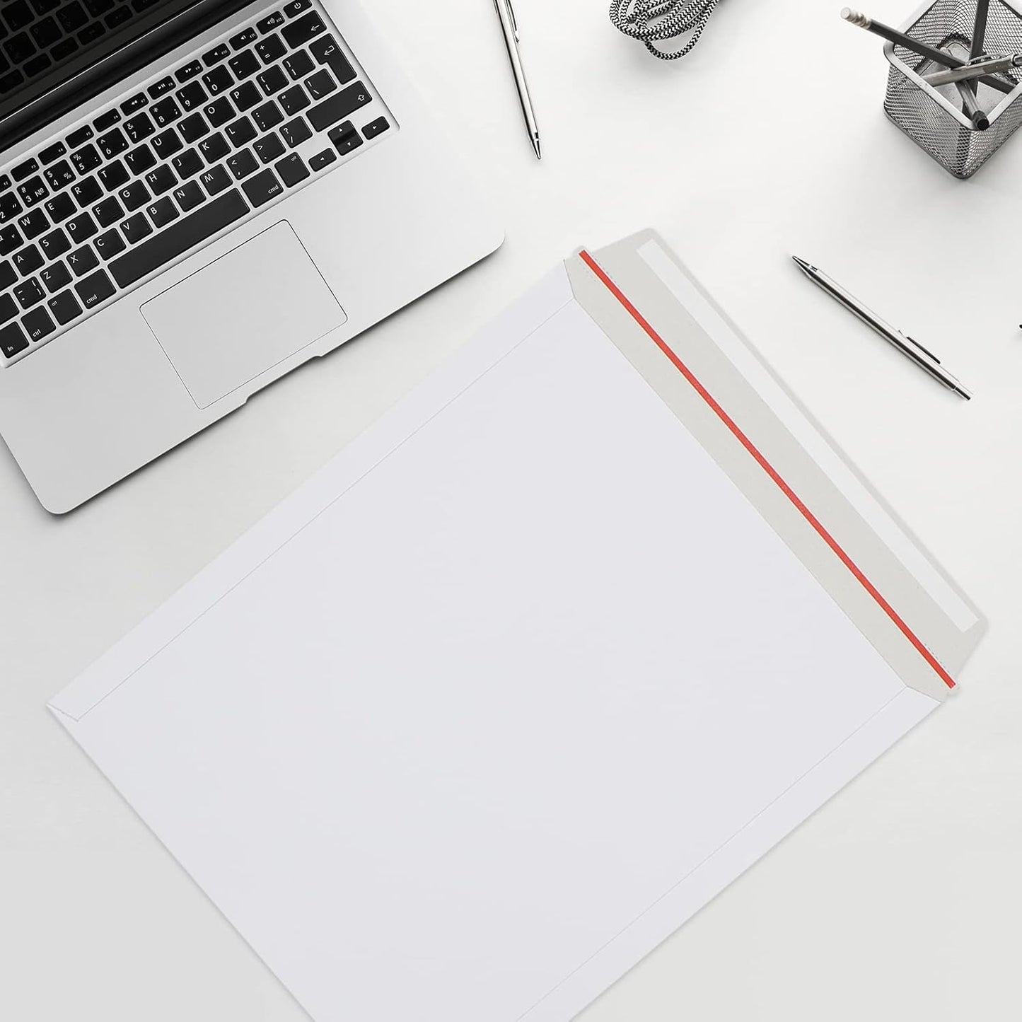 25 Pack 12.75x15 inch Rigid Mailer Self Seal Photo Document Mailers Stay Flat White Cardboard Envelopes White Photography Mailers for CD, Photos, Document