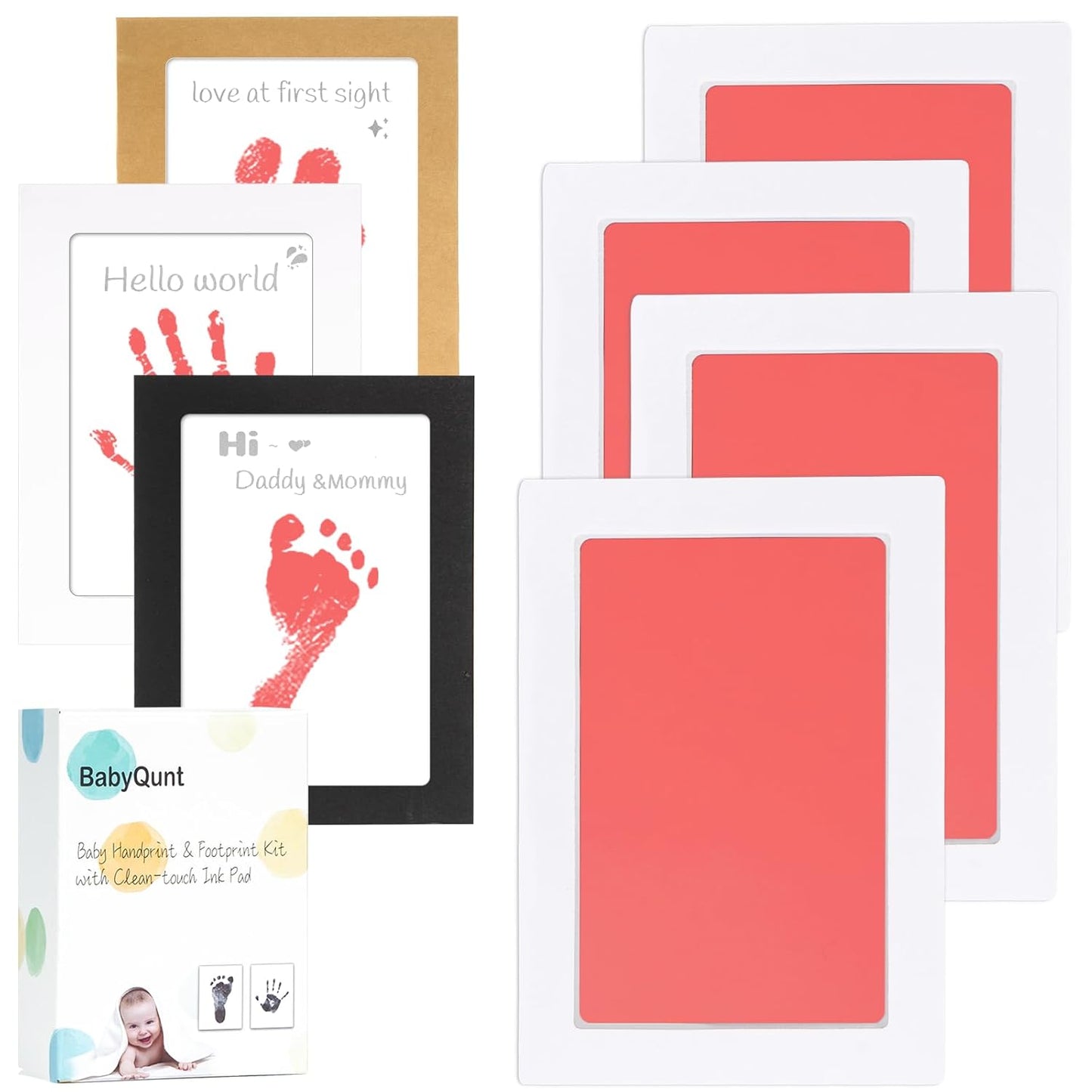 Inkless Baby Hand and Footprint Kit,Clean-Touch Ink Pad Kit,Safe No Mess Printing Infant Hand Foot Stamp,4 Pack Newborn Inkless Print Pads Best Keepsake or Gifts for Family