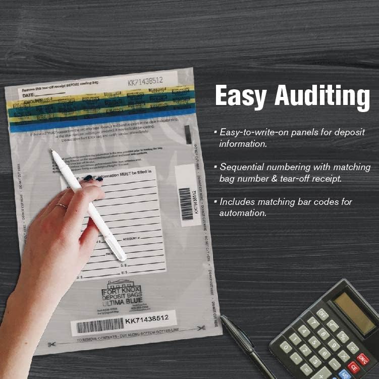 BankSupplies Ultima Blue Clear Deposit Bags | 9W x 12H | Pack of 500 | Transit, Transfer, Valuables | Tamper Evident Tape | Captive Flap Closure | Security Deposit Bag