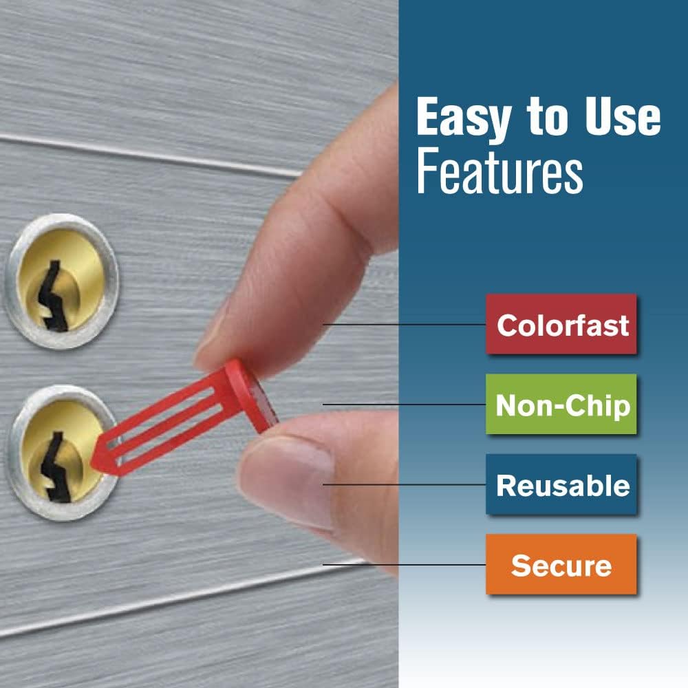 BankSupplies Keyhole Signals - Red Officially Sealed by Court or Bank Order Signal - Box of 25 - Non-Chip - Reusable & Long-Lasting - At-a-Glance Organization - Color Coded Plugs