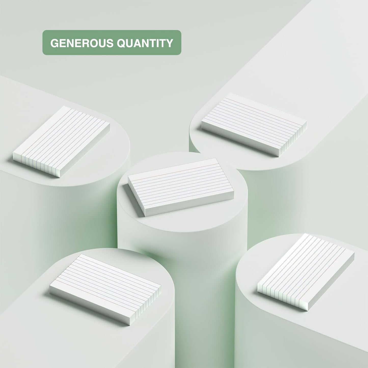 250 Count White Index Cards 3x5 Inch - 180gsm Heavyweight Flash Card (50 Sheets Each), Durable & Portable Note Taking for Students, Teachers, Study Flashcards for Office Home School Supplies