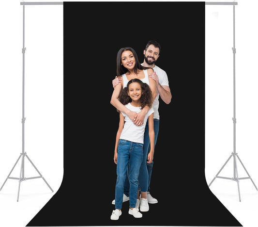 6x10 Ft Black Backdrop for Photography Background, Studio Background for Portraits, Product Shoots, Vedio, Chromakey Black Screen for Streaming Live, Party, Zoom Meeting