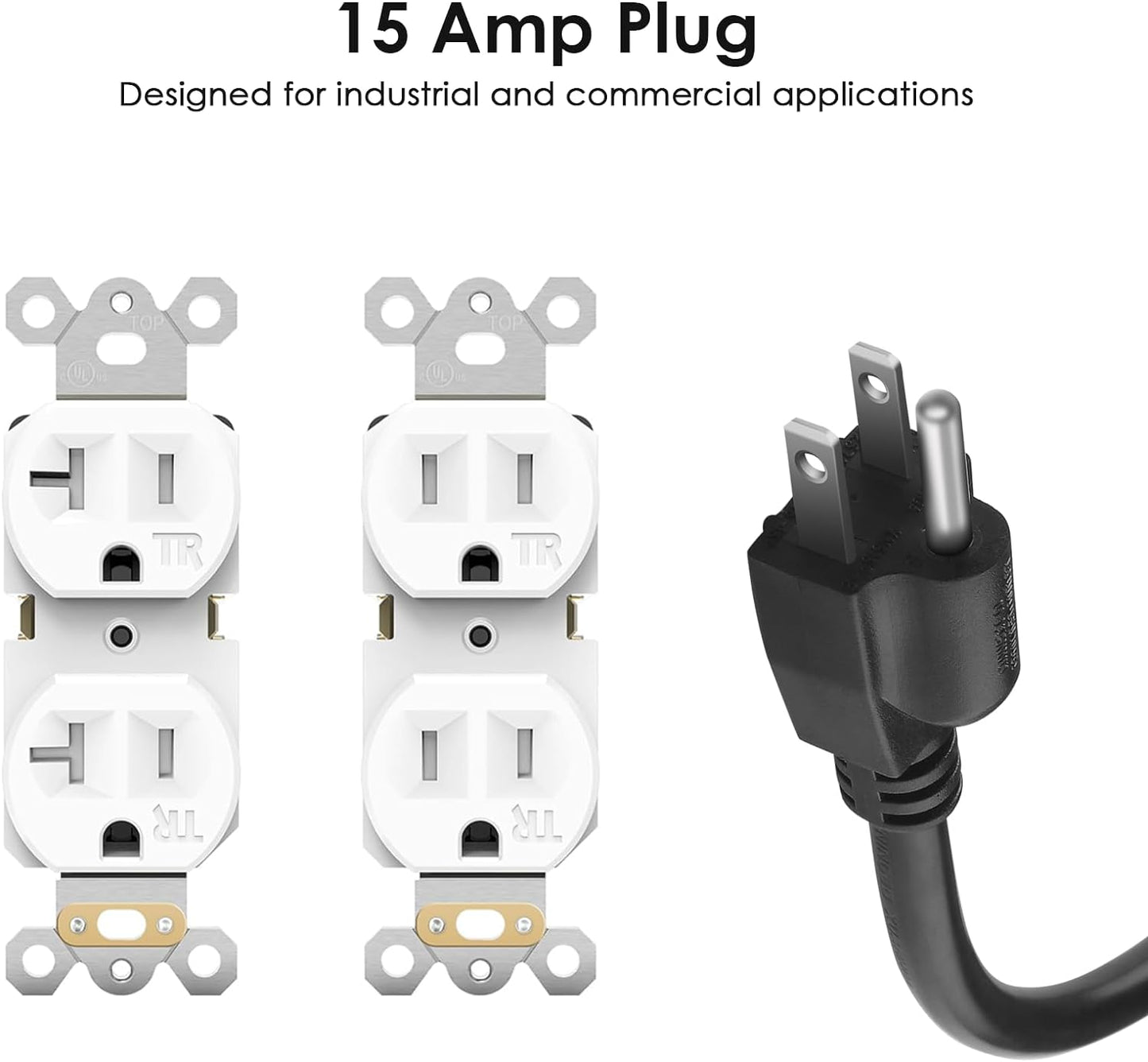 JUNNUJ Heavy Duty 20 Amp Power Strip 4800J, 16 Outlets 12 Gauge Garage Industrial Surge Protector, High Amp 5-15P Adapter Shop 6-20R T-Slot Metal Outlet, 4 FT Extension Cord Commercial for Appliance