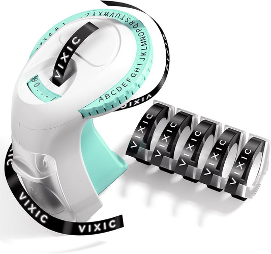 Embossing Label Maker, Retro Manual Label Makers Embossed, Old School Emboss Label Maker Punch, Handheld Embosser with 5 Rolls 3D Embossing Tapes, Labeler for DIY Crafting Kitchen Office Kids