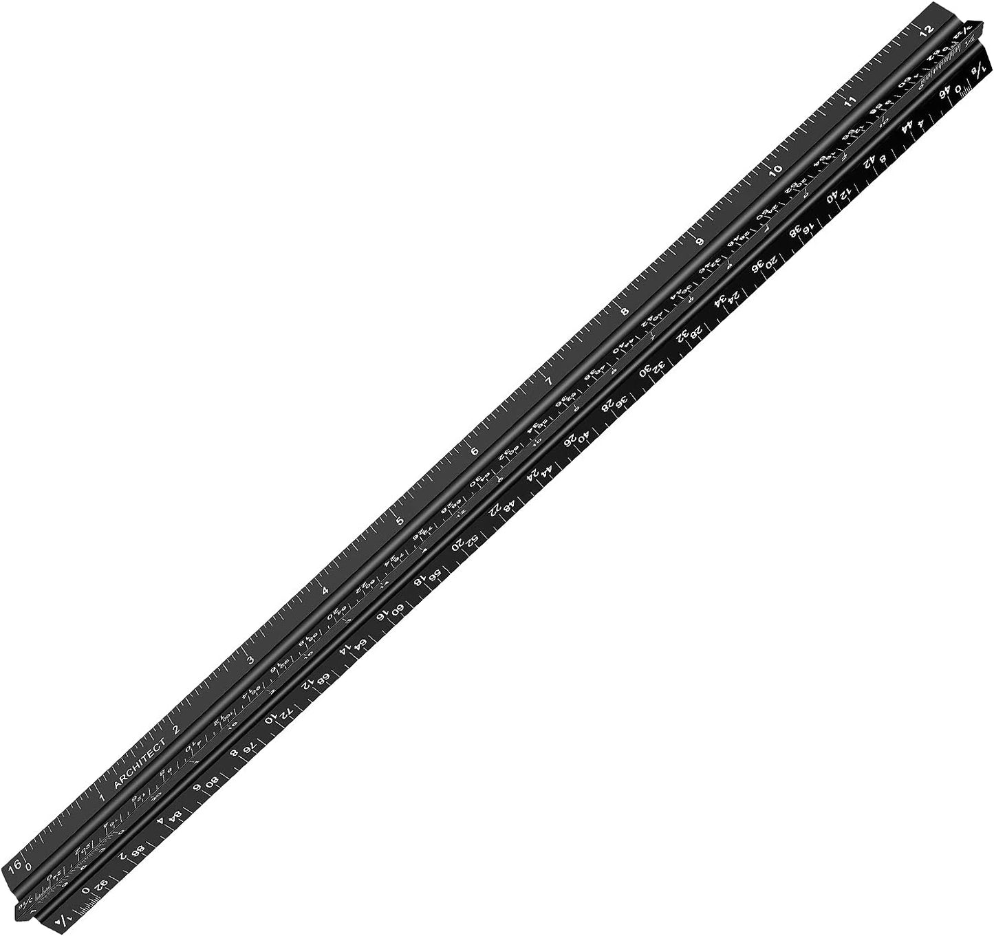 12" Architectural Scale Ruler Aluminum Architect Scale Triangular Scale Ruler for Architects, Draftsman, Students and Engineers, Black
