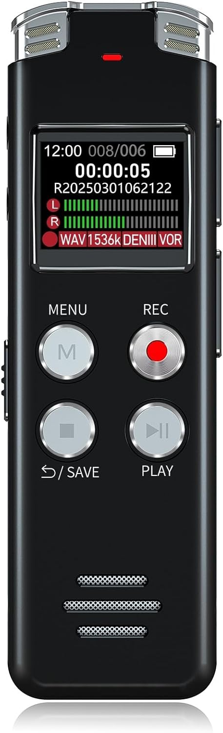 64GB Digital Voice Recorder with Playback: Voice Activated Recorders for Lectures Meetings Interviews - EVISTR Dictaphone Recording Device Tape Recorder Portable Mini, Audio Recorder with USB, MP3