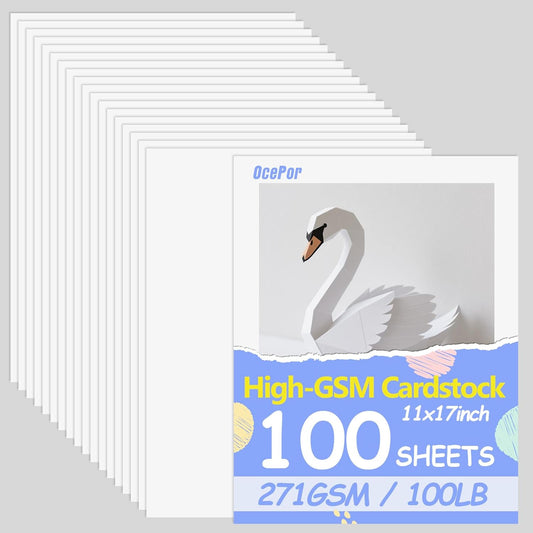 100 Sheets White Cardstock 11” x 17”, 100lb/271gsm White Card Stock, Thick Card Stock Paper, Heavy Cardstock Paper for Printer, Resume, Scrapbooks, Art, Crafts, Business Cards