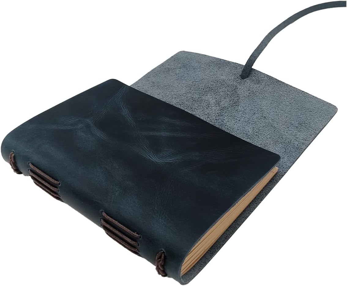 Blue Notebook Journal - Best Genuine Leather Journaling for write A5 Size Diary 6.2x8.5 Inch,Notepad For Man,Women,Vintage,Gifts,Work,Study,Personal,Dark Blue