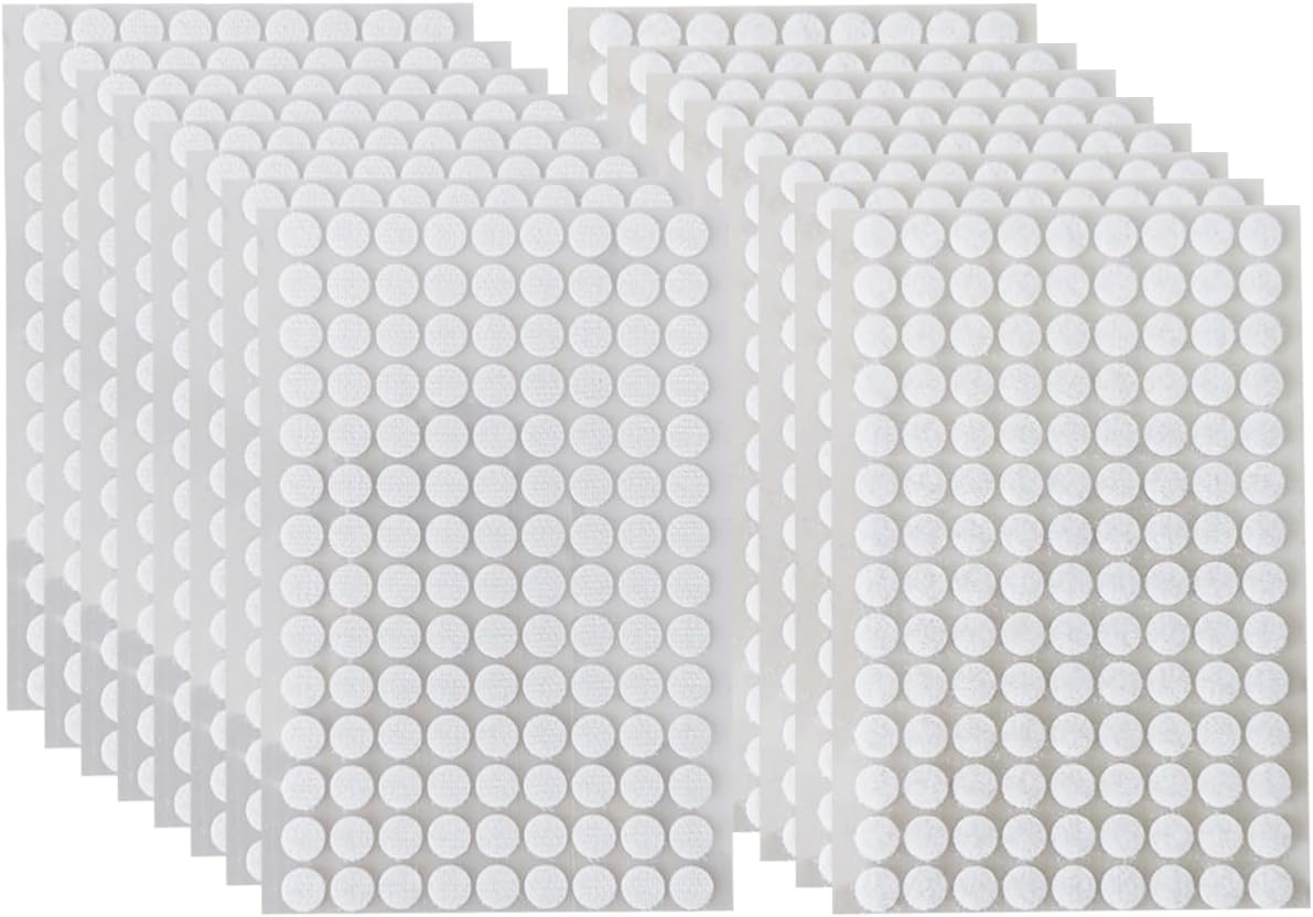 2016Pcs (1008 Pairs) 0.39in/10mm Diameter Hook and Loop Self Adhesive Dots Tapes, White Nylon Sticky Back Dots, Fastener Round Tapes for Home, Office and Classroom
