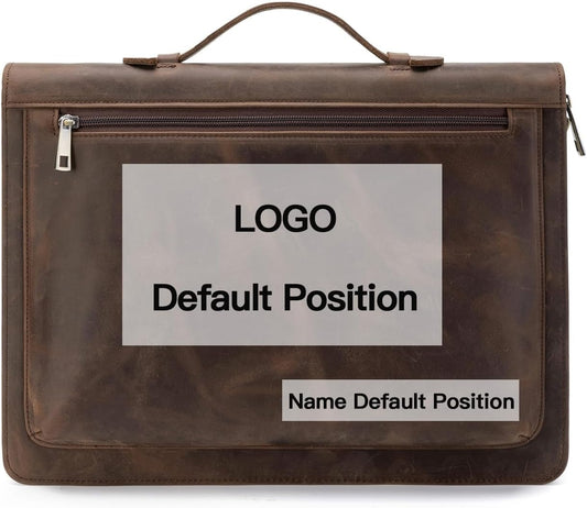 Handmade Vintage Crazy Horse Leather Portfolio Letter (A4) Size Notepad,Business Organizer Padfolio with Handle, for iPad Pro/Microsoft Surface Pro/13 inch Tablet (Custom,Dark Khaki)