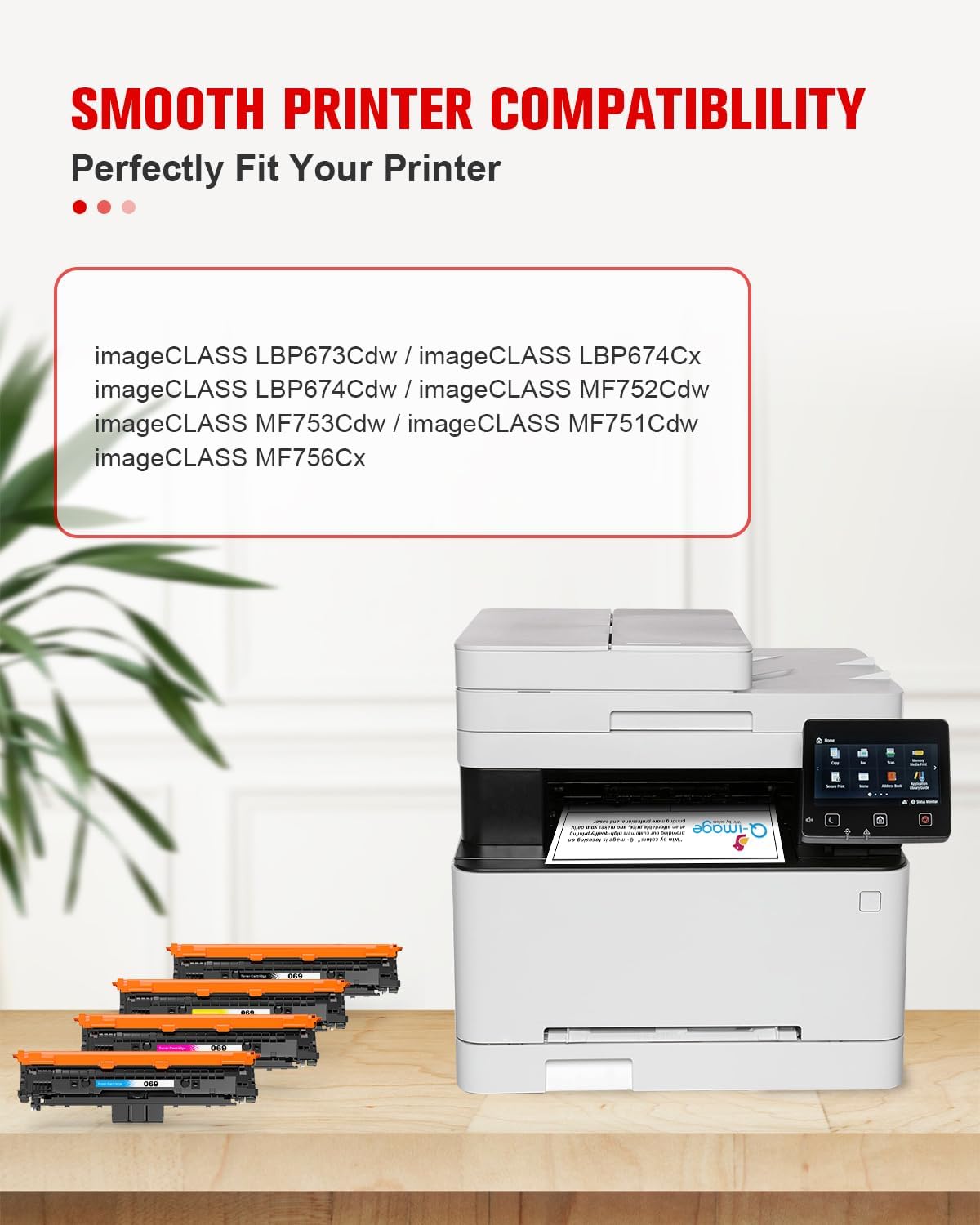 069H 069 Toner Cartridges Set 4 Pack MF753Cdw High Yield Compatible for Canon 069H 069 Toner Cartridges Replacement for Canon ImageCLASS MF753Cdw MF751Cdw LBP674Cdw Laser Printer | (B/C/M/Y,4 Pack)