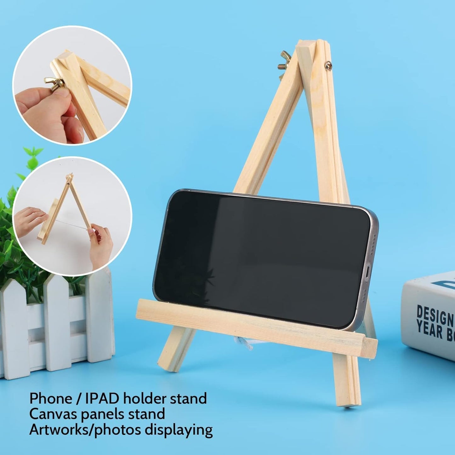 26 Pack 9 Inch Wood Easel, Painting Party Easel, Kids Student Tabletop Easels for Painting, Portable Canvas Photo Picture Sign Holder Tripod Painting Easels for Art & Crafts