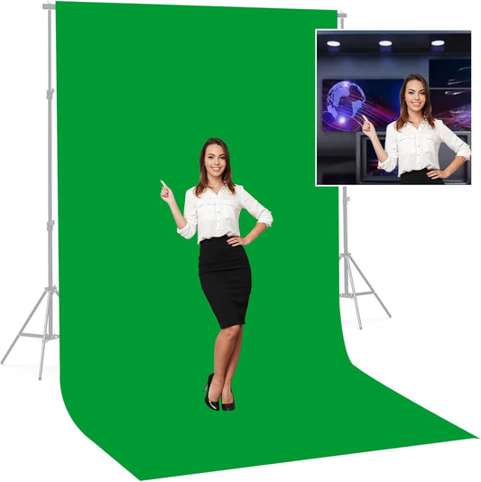 BEIYANG 6 Ft x 10 Ft Photography Backdrop Green Screen, Green Background Non-Reflective Fabric Wrinkle Resistance,Greenscreen Photo Background for Photo Video Chromakey Studio Shooting