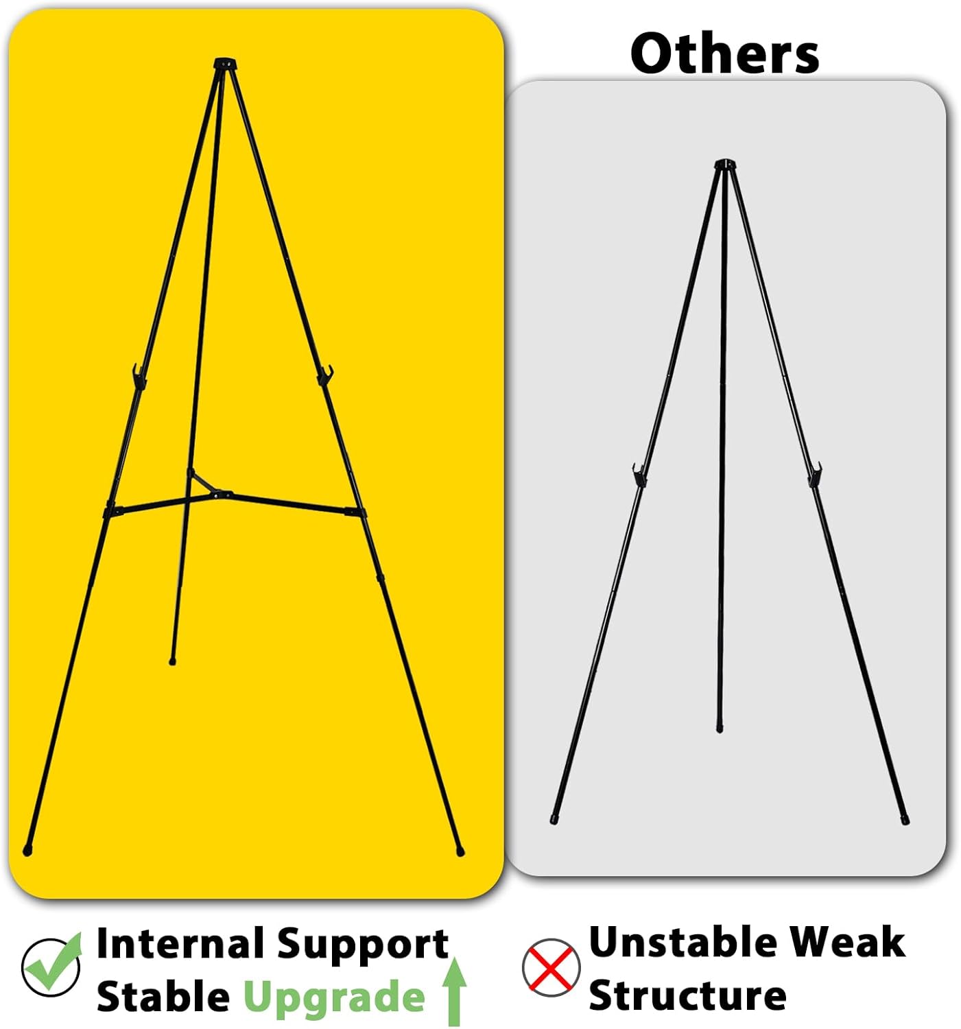 6 Pack Easel Stand for Sign - 63 Inches Display Easel for Wedding Sign & Poster - Lightweight Portable Floor Easel for Picture - Adjustable Poster Easel with Carrying Case, Black