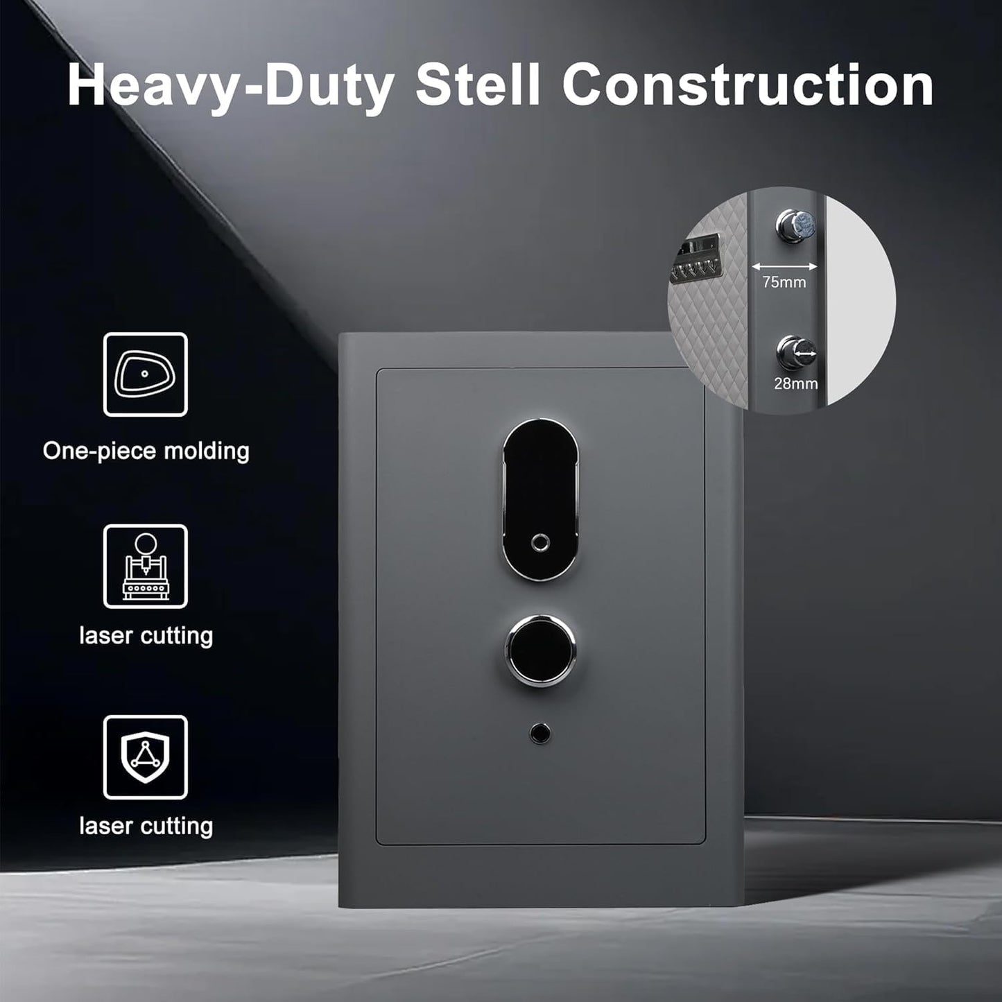 4.0 Cu.Ft Large Fingerprint Safe Box with Fireproof Waterproof Bag, Biometric Home Safe with Lockable Inner Box for Valuables,108 Pounds Heavy Duty Digital Vault with Keys, Removable Shelf, Grey