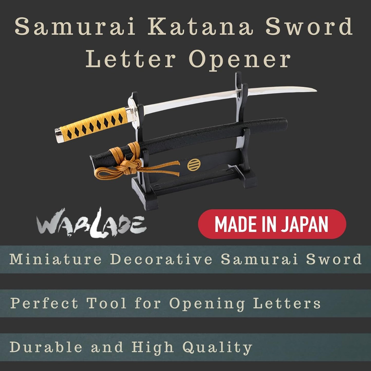 Mini Japanese Samurai Katana Sword Paper Knife Letter Opener 8.3 inch Made in JAPAN (Kondou Isami)