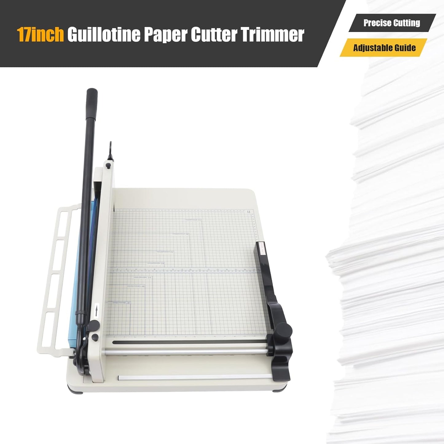 Guillotine Paper Cutter Heavy Duty,17 Inch Trimmer Paper Cutter, 1.42" Cutting Thickness, 400 Sheets Papers, Paper Scrap Slicer Trimmer for Cardstock Cards Office Home School A4/B5 Paper, Etc