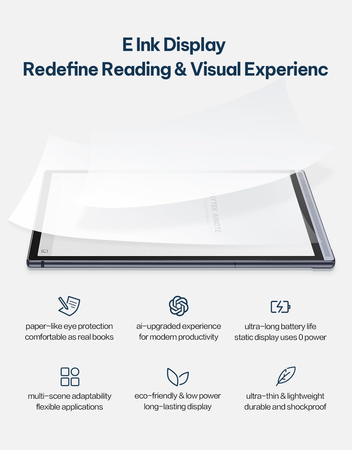 AINOTE Air 2, 8.2" AI E Ink Tablet, Smart Paper Note-Taking Tablet with Stylus & Adjustable Light, ChatGPT-Powered Multi-Language Transcription, Meeting Minutes Schedule Management