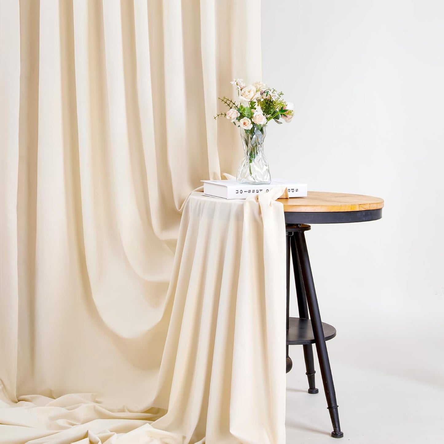 Ivory Backdrop Curtains Photography Background Drapes: 20ft x 10ft Polyester Fabric Panels - for Birthday Anniversary Ceremony Decorations