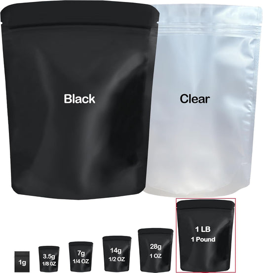 20 Pack Big Mylar Bags, 14 x 18.5 inchs Premium Smell Proof Bags with Double-sided Matte Design ，Resealable Food Storage Aluminum Foil Stand-up Packaging Bags. (1 LB / 1 Pound)