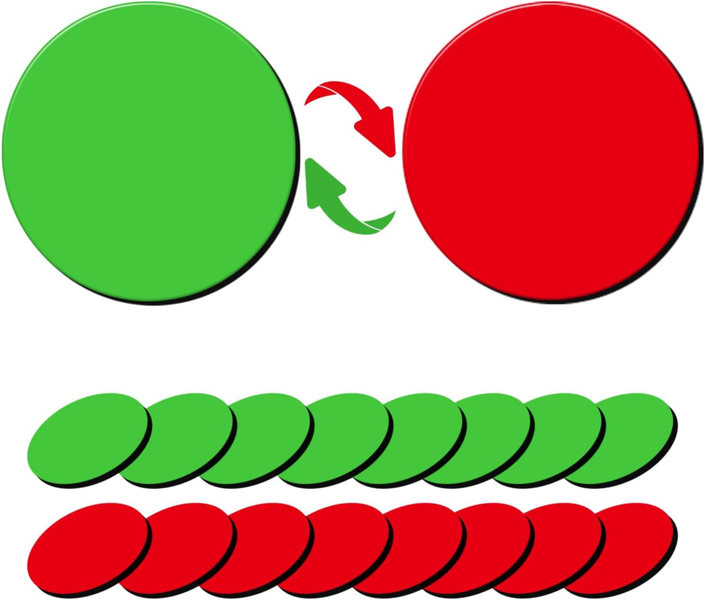 25 Pcs 1” Double-Sided Red Green Magnets, Flip Over Colored Magnetic Dots for Whiteboard, Refrigerator, Office (25, Red/Green-Colors)