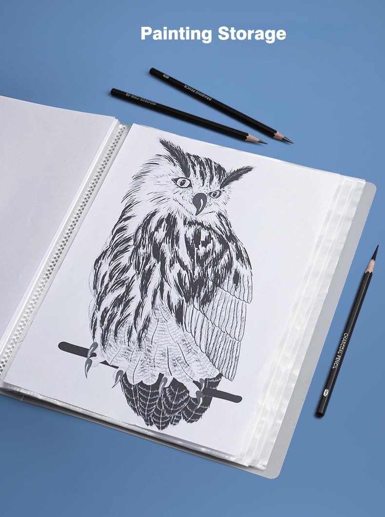 A4 80 Pockets 160/Sides Display Book Paper Document Holder, Business Presentation Book Presentation Folder (80 Pockets Transparent Purple)