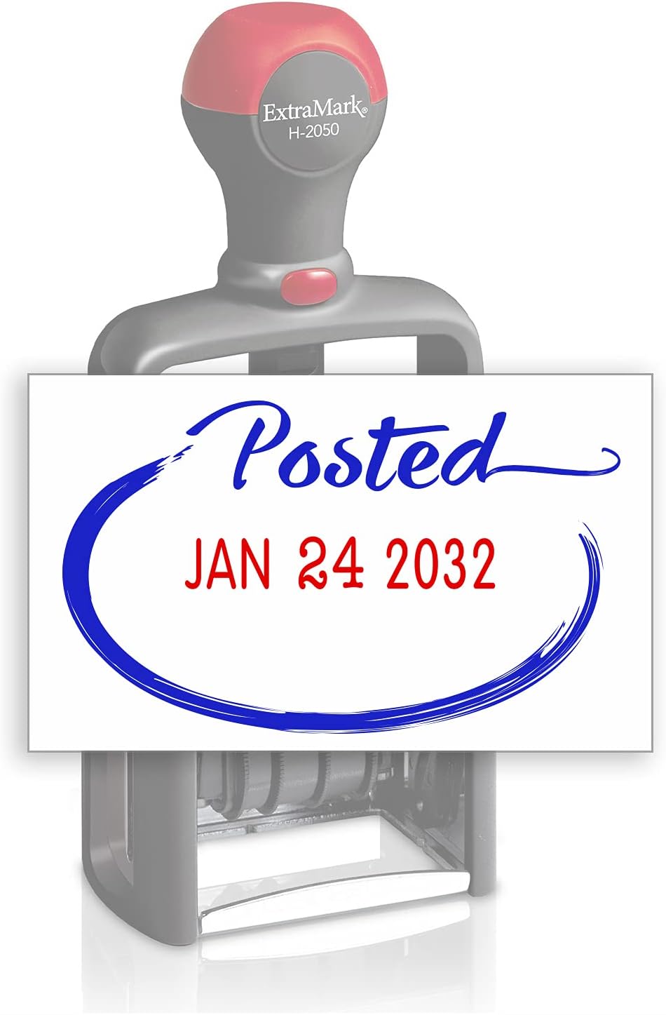 Heavy Duty Style Office Date Stamp with Posted - Self Inking Dater - Style C - Blue & Red Ink Color