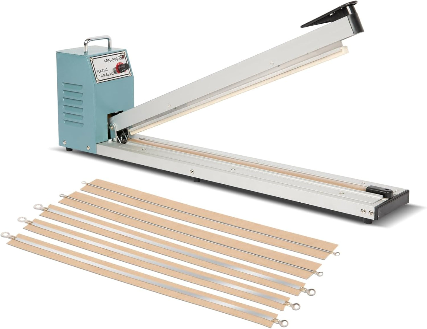 Impulse Heat Sealer with Seal bar, Heavy-Duty Bag Sealing & Cutting Machine, 4 Extra Replacements (white, 20inch)