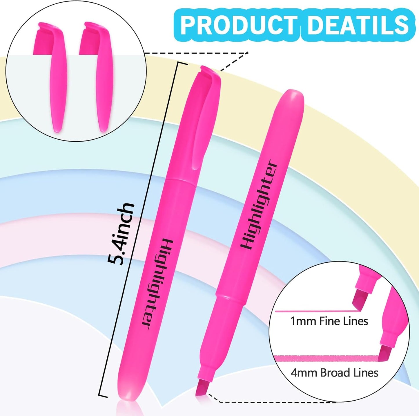 Highlighters Bulk - Quick-Dry No Bleed Markers for Office Classroom School Supplies Adults Kids Teachers Students (Pink, 30)