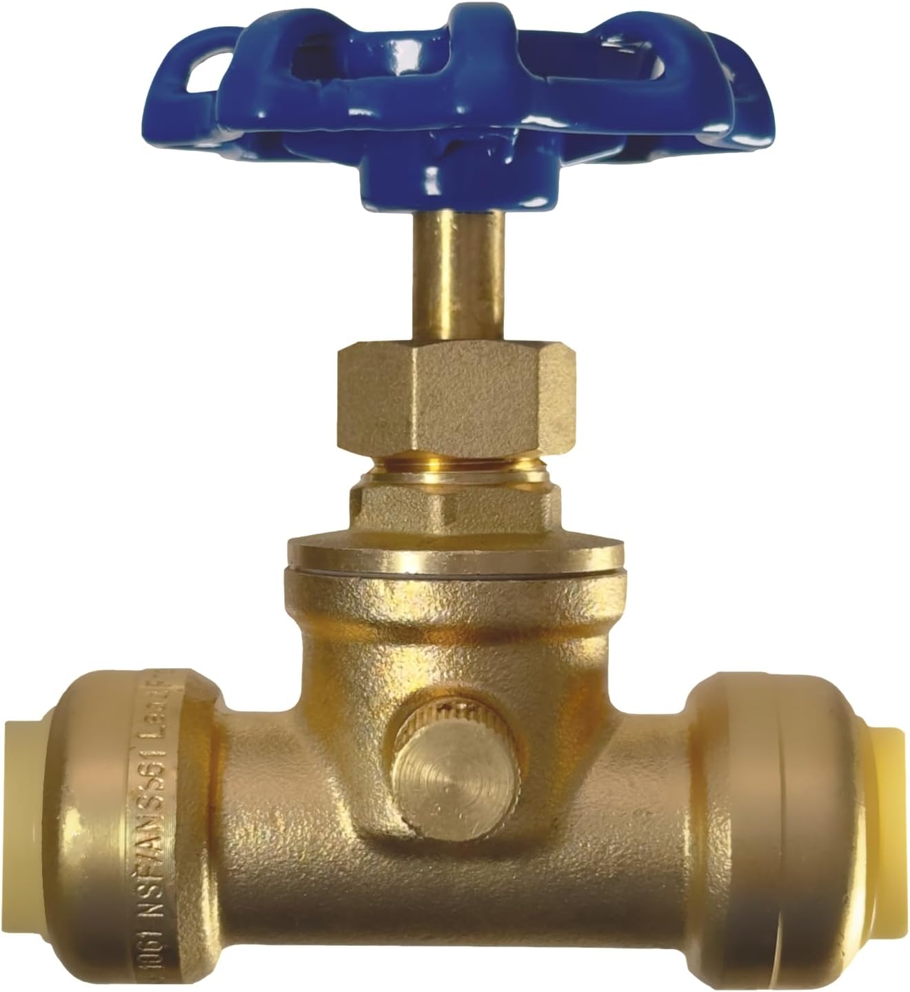 1/2 inch Push Fit Stop Valve with Drain and Vent, Push to Connect Brass Plumbing Fitting, Pex Pipe, Copper, CPVC, PE-RT, HDPE, 2-5-1=10, 10 Pieces