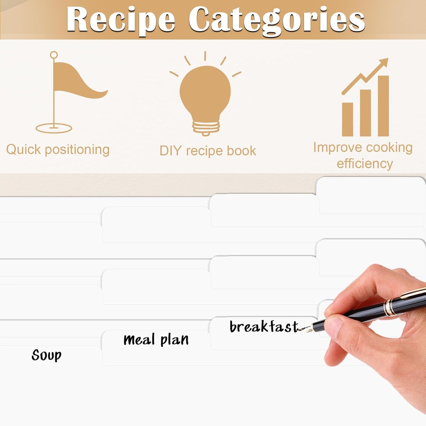 12 Sheet Recipe Dividers for 3 Ring Binder with 4 Tabs 9 3/4”×11” Paper Recipe Binder Dividers Blank Recipe Organizer Personalized Family Recipe Binder for Kitchen (White)