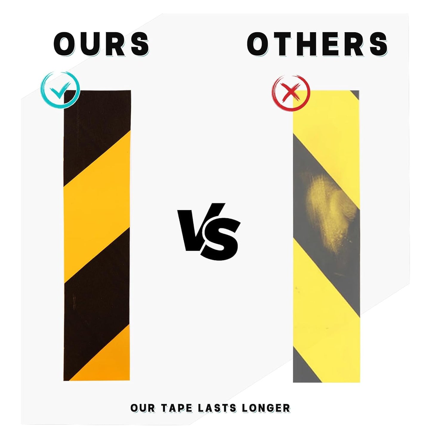 2 Inch x 660 FT Black & Yellow Floor Marking Tape, High-Visibility & Adhesive Hazard Tape for Caution & Aisle Marking, Caution Warning Safety Stripe Tape Roll for Walls Steps Pipes Equipment