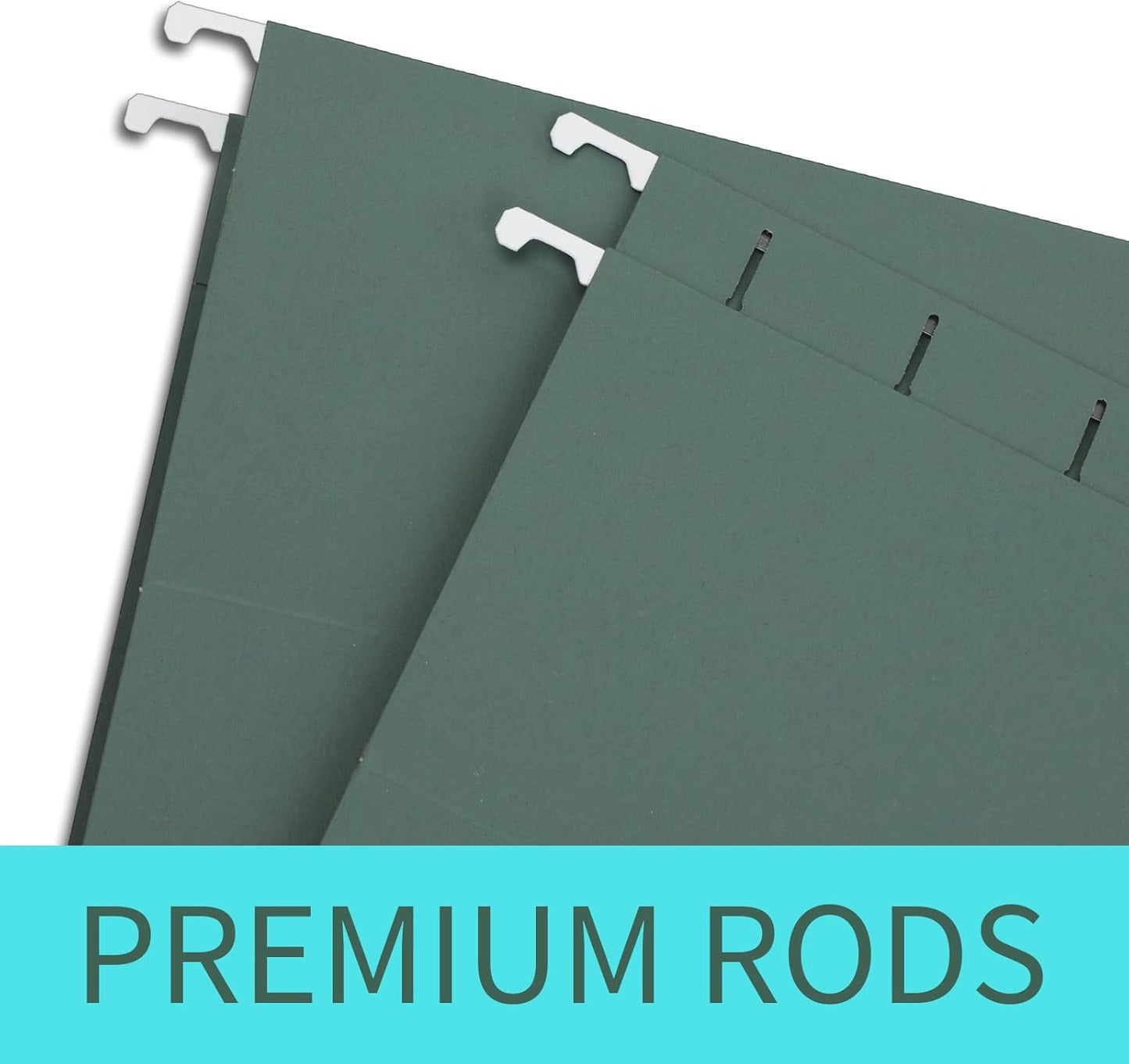 HERKKA Extra Capacity Hanging File Folders, 60 Pack Reinforced Letter Size Hanging Folders with Heavy Duty 0 Inch Expansion, Designed for Bulky Files, Green