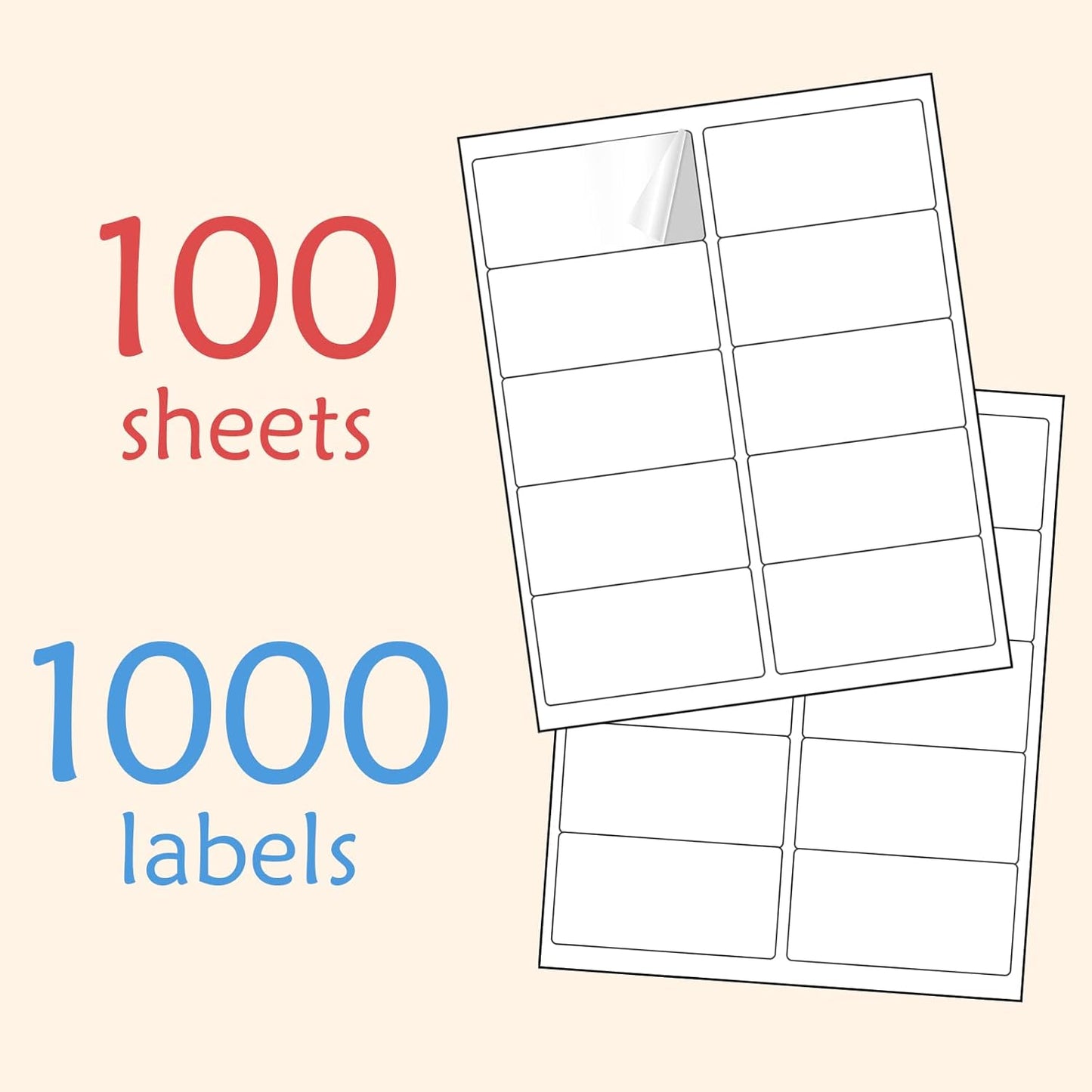 2” x 4” (1000Labels) Shipping Address Labels, BESTIKER Printable White Sticker Labels,Permanent Adhesive Mailing Labels for Packages and Envelopes,for Laser Inkjet Printer(10 Labels/Sheet, 100 Sheets)