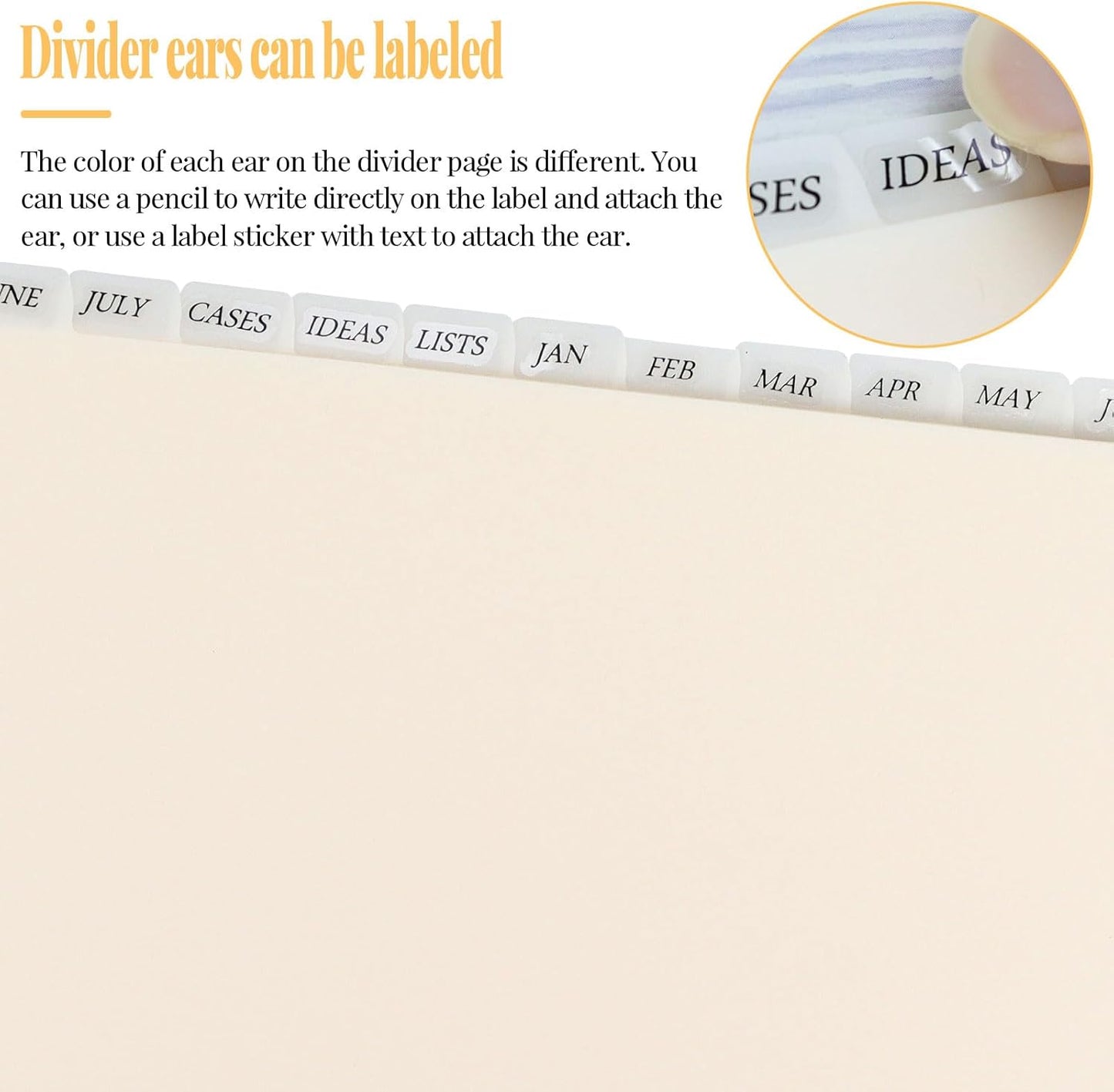 A5 Plastic Binder Dividers 6 Holes Durable Plastic Tab Dividers for 6-Ring Binders, Notebooks, Planners, 5.7x8.3 inch (Beige, 12 tab)