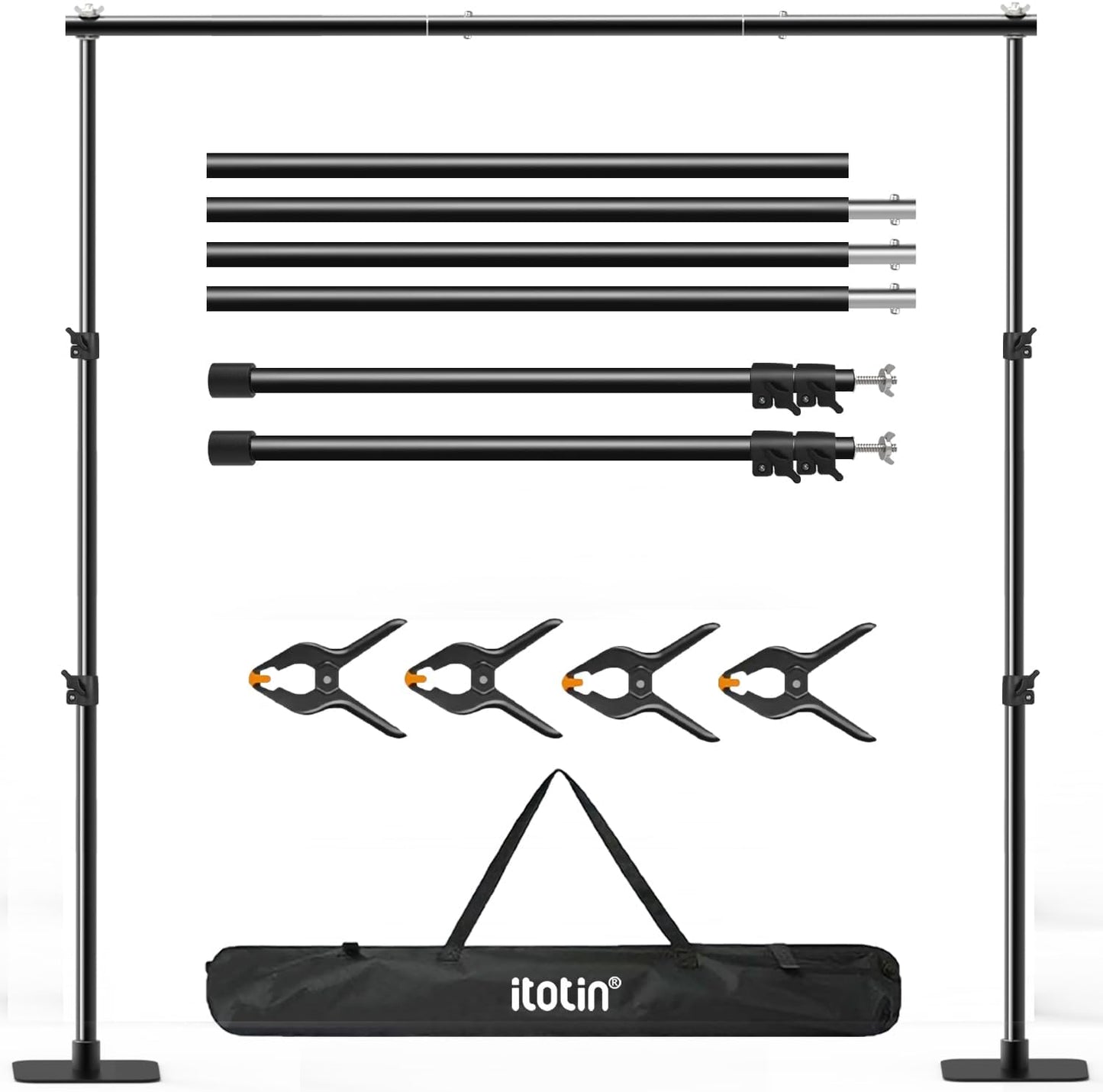 Backdrop Stand, 10×7ft Background Stand Backdrop Frame Banner Stand with Metal Flat Base, Multi-Purpose Stand for Party, Wedding Decoration, Photography