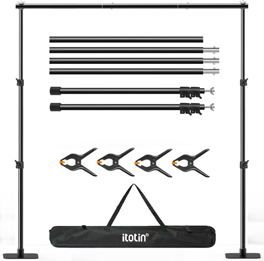 Backdrop Stand, 10×7ft Background Stand Backdrop Frame Banner Stand with Metal Flat Base, Multi-Purpose Stand for Party, Wedding Decoration, Photography