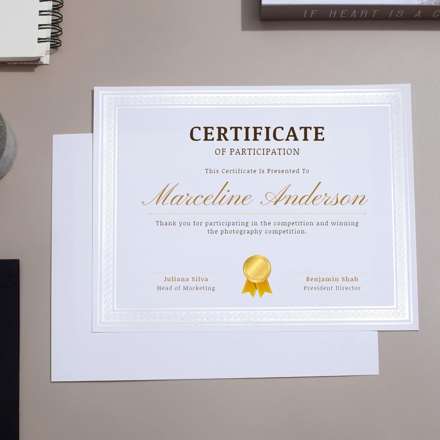 25 Count Certificate Paper 8.5 x 11 for Printing,Blank Silver Foil Border,Award Certificate Paper for Business,Graduation Diploma,School and Achievement (White)